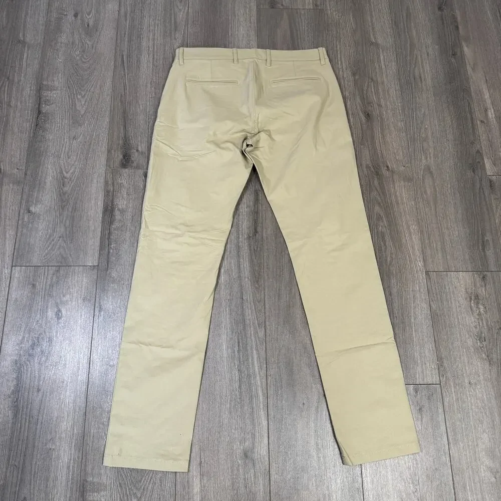 J.Crew 484 Slim-Fit Tech Pants Mens 31x32 Tan Stretch Chino Straight Leg Zip Fly